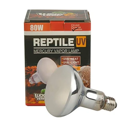 Image of LUCKY HERP Reptile UVA UVB Mercury Vapour Bulb Lamp,80 Watt,R95,E27 Screw Thread,Six Month Guarantee (Frosted)