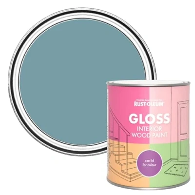 Image of Rust Oleum Blue Interior Wood Paint in Gloss Finish Pacific State 750ml
