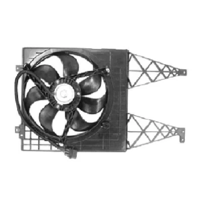 Image of 1J0121207L, 6X0959455A Cooling fan NRF 47056 345mm 12V 250W with radiator shroud VOLKSWAGEN: Bora Saloon, Polo III Hatchback, Hatchback