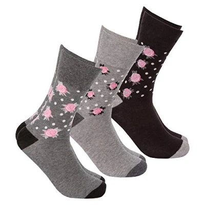 Image of Metzuyan Ladies Diabetic Socks Non Elastic Loose Top Cotton Rich Grey 4 8