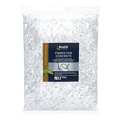 Image of Bostik Fibres for Concrete, Reduce Cracking, Crazing and Shrinkage in Non Structural Concrete Mortar, Size: 750g