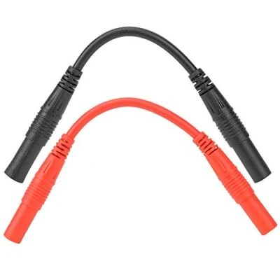 Image of Oumefar 1 Pair 10cm 4mm Injection Molding Dual Female Head Banana Plug Cable Wire Line Test Lead for Multimeter Leads Ends Probes Adapters(Red and Black)