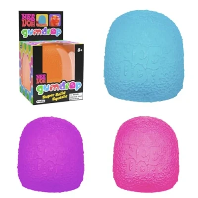 Image of Schylling NeeDoh Gumdrop Squishy Fidget Toy Sweetie Themed Nee Doh Stress Ball, Kids Sensory Toys For Anxiety Relief, Safe Non Toxic Dough Material, 1 Colour Picked At Random