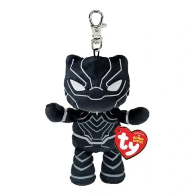 Image of Ty Plush Toy, 12 cm Beanie Babies keychain clip Marvel (Black Panther (T&#039;Challa))