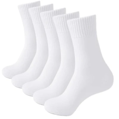 Image of VoJoPi Men Socks, 5 Pairs Thermal Wool Cozy Cushioned Socks for Work Hiking Walking Casual