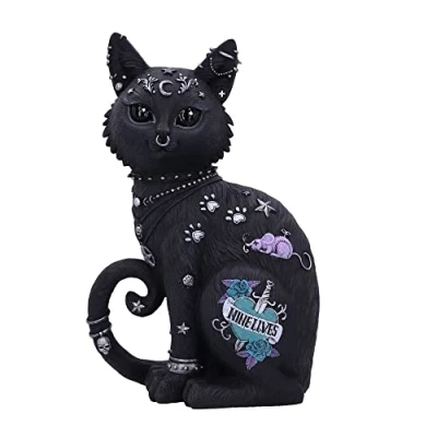 Image of Nemesis Now Nine Lives Cat Figurine, Black, 22cm, Synthetic Resin