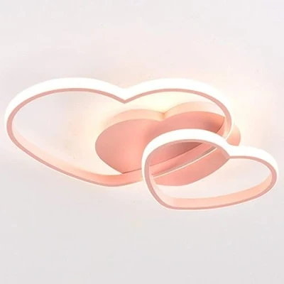 Image of LED Ceiling Light Modern Living Room Dimmable Heart Lamp Acrylic Design Children Lighting Bedroom Decoration Chandelier Ø54 * H5.5Cm (Color : Pink)