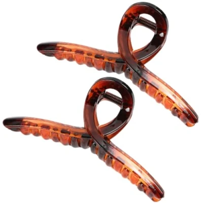 Image of Hair Clips Large Cross Claw Strong Hold Vintage French Shark Clamp Accessories for Women Girls Thin Thick Hairs (Brown)