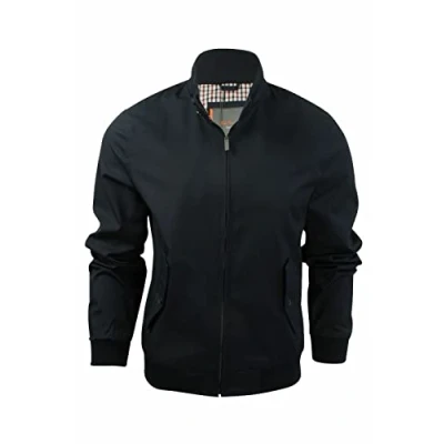 Image of Ben Sherman Mens Classic Check Lined Harrington Jacket Mod Ska Black