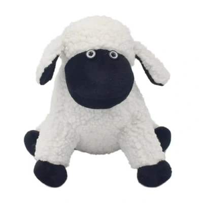 Image of Lesser &amp; Pavey Cute Fluffy White Sheep Weighted Animal Doorstop Sitting or Standing Poses (Sitting)