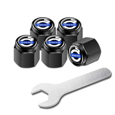 Image of 4 Pcs Car Tyre Valve Caps for Volvo S50 S60 S80 S90 XC50 XC60 XC70 XC90 C30 C70 V50 V70 V90, Wheel Stem Corrosion Resistant Premium Leak Proof Dust Caps, Accessories