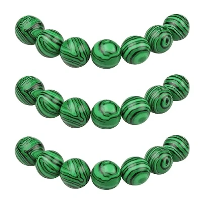 Image of MJDCB Round Stone Beads 6mm Synthetic Malachite Loose Gemstone for Jewelry Making Bracelet Necklace 60pcs