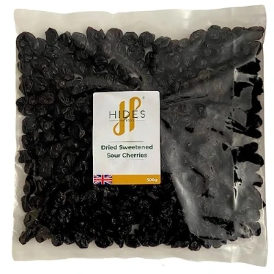 Image of Hides Fine Foods Dried Sweetened Sour Cherries 500g Suitable for Vegetarians Baking Granola Breakfast Muffins Snacking Desserts Rich in Antioxidants and Nutrients.