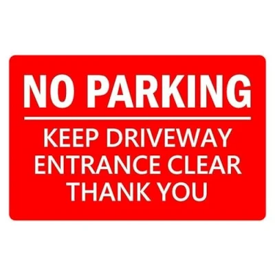 Image of No parking keep driveway entrance clear prohibition sign 1mm flexible Plastic (600mm x 400mm)