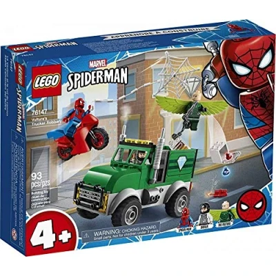 Image of LEGO Marvel Spider Man Vulture&#039;s Trucker Robbery 76147 Playset with Buildable Bank Truck Toy and Superhero Minifigures, New 2020 (93 Pieces)