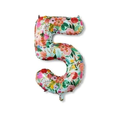 Image of Rifle Paper Co. Garden Party Number Foil Balloon, 40 inches, Birthday, 1 count, Unisex