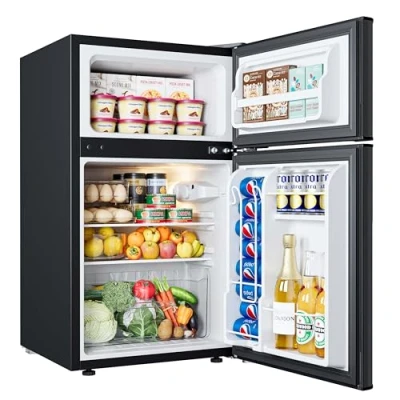 Image of EUHOMY 3.2 Cu.Ft Mini fridge with Freezer, Single Door Compact Refrigerator, Adjustable Thermostat, Refrigerator Energy Saving, Small for Bedroom, Dorm, Office, New Black