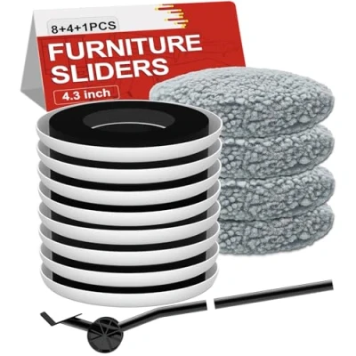 Image of NIUXX 8Pcs Reusable Furniture Sliders for Carpet, Moving Gliders with Grooved, Round Mover Pry Bar and Socks Hardwood Heavy Quickly Easily