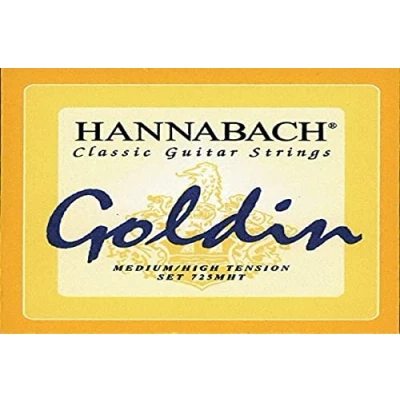 Image of Hannabach Classical Guitar Strings Series 725 Medium/High Tension Goldin 3 String Treble Set Carbon 7258MHTC