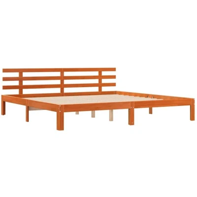 Image of vidaXL Bed Frame Wax Brown 200x200 cm Solid Wood Pine
