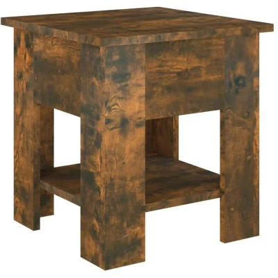 Image of vidaXL Smoked Oak Coffee Table 40x40x42 cm Square Engineered Wood Modern Design Practical Storage Space for Living Room Brown