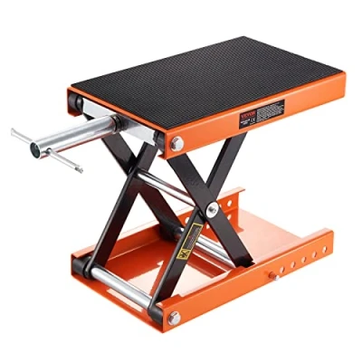 Image of VEVOR Motorcycle Lift, 500 kg Scissor Lift Jack with Wide Deck &amp; Safety Pin, 95 350 mm Center Hoist Crank Stand, Steel for Street Bikes, Cruiser Touring Motorcycles