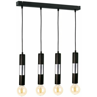 Image of Magnum Bar Pendant Ceiling Light Black, Chrome, 60cm, 4x E27