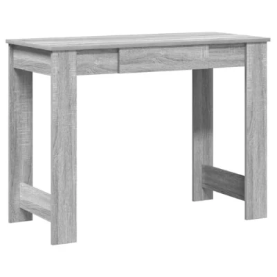 Image of vidaXL Desk Grey Sonoma Engineered Wood 100x45x75 cm Office Workstation Modern Study Writing Table with Storage for Home Office, Bedroom, Living Room