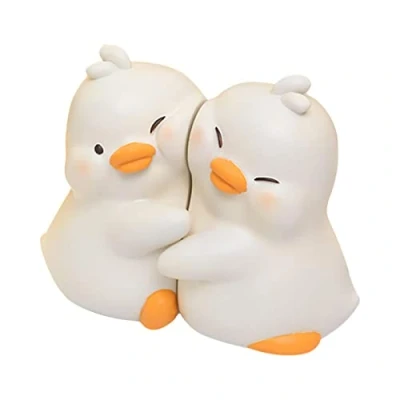 Image of Resin Bookends Cartoon Duck Cute Ducks Hugging Book Stopper Bookshelf For Students Textbook Okuyan