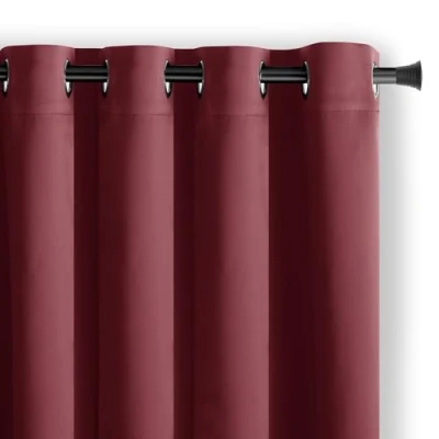 Image of AmeliaHome Blackout Curtain 140 x 245 cm Wine Red Pack of 1 Eyelet Opaque Window Decoration Decorative