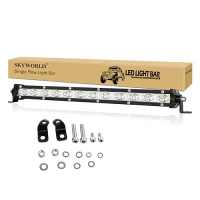 Image of SKYWORLD Single Row LED Light Bar, 13 inch 60W Slim Bar lights Auto Spot Beam 12V 24V Waterproof Offroad Lamp Driving Fog for 4x4 Trucks Tractor ATV UTV SUV Car Boat Lighting