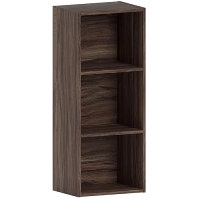 Image of Vida Designs Oxford 3 Tier Cube Bookcase, Walnut Wooden Shelving Display Storage Unit Office Living Room Furniture