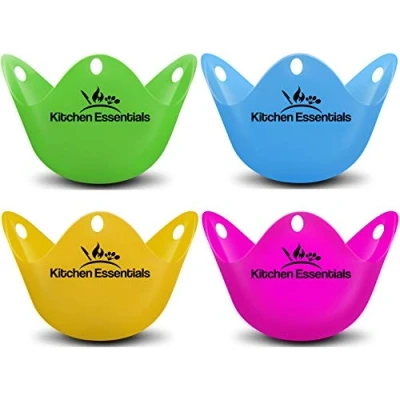 Image of Egg Poacher Cups (4 Pack) for Air Fryer, Pot, Microwave Premium LFGB Grade Silicone Poachers BPA Free Easy Release Poach Pods Poached Maker Set: Cooker, Boiler Steamer
