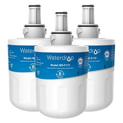 Image of 3X Waterdrop DA29 00003F Fridge Water Filter, Compatible with Samsung® Aqua Pure Plus 00003F, HAFIN1, 00003A, 00003B, 00003A B, DA61 00159A, DA97 06317A