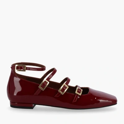 Image of Alohas LUKE ONIX WINE Burgundy ballet Flats Ankle strap pumps, Women&#039;s, Size: 3.5, Red Leather