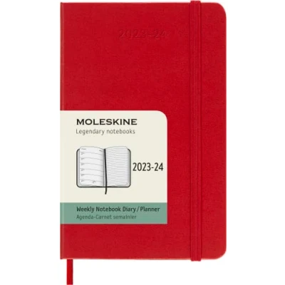 Image of Moleskine Weekly Planner 2023 2024, 18 Months Agenda, Academic Diary, Diary with Hard Cover, Pocket Size 9 x 14 cm, Colour Scarlet Red