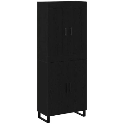 Image of vidaXL Highboard Black Oak 69.5x34x180 cm Engineered Wood
