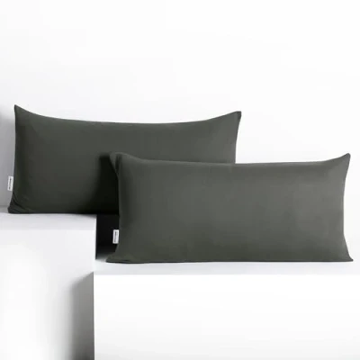 Image of DecoKing 2 cushion covers 40 x 80 cm cotton zip graphite amber