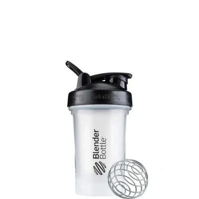 Image of BlenderBottle Classic V2 Shaker Bottle with Stainless Steel Ball, Perfect for Protein Shakes, Dishwasher Safe, 600ml, Black/Clear