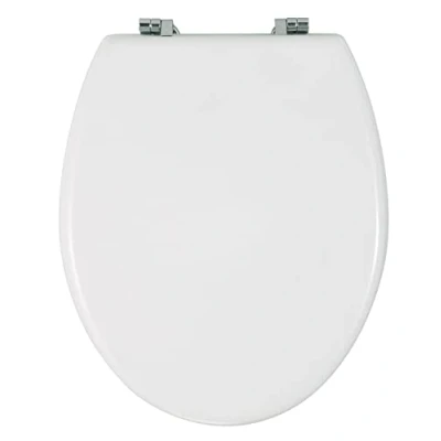 Image of WENKO 16705100 Toilet seat Bali rustproof Stainless Steel mounting, MDF, 35 x 42 cm, White