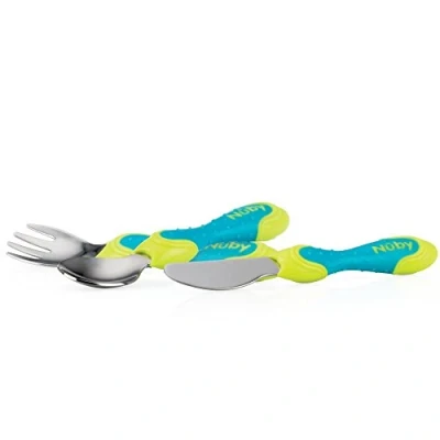 Image of Nûby Fork/Spoon/Knife Stainless Steel Cutlery Set 12 + Months