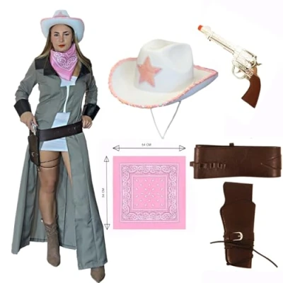 Image of SoWest Cowgirl Fancy Dress, Costume Women, Cow Girl Outfit, Adult Costume, Cowboy Women (White, Large)