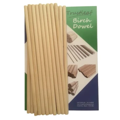 Image of Trustleaf 10mm x 30cm Birch Hardwood Wooden Dowels (20 Dowels)