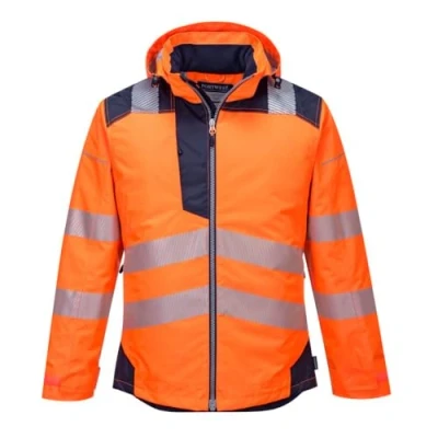 Image of Portwest T400 Men&#039;s Reflective Waterproof PW3 Hi Vis Winter Jacket Orange/Black, 4X Large
