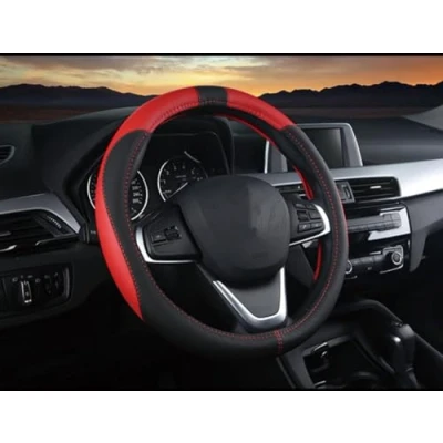 Image of Mayco Bell Classic Car Steering Wheel Cover Four Sections Medium 15 Inch Fit For Most Red