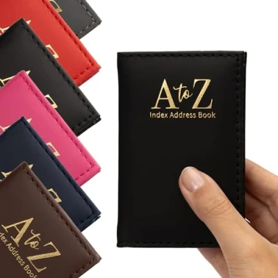 Image of Index Address Book Leather Look Cover Executive Padded Small Sizes Notebook A Z (Black)
