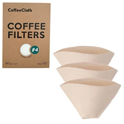 Image of Earthtopia 3 Pack Reusable Cloth Coffee Filters 100% Organic Cotton Eco Friendly Cone for Machines and Pour Over Permanent (No. 4)