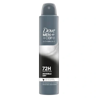 Image of Dove Men+Care Advanced Invisible Dry Anti Perspirant Aerosol Deodorant Spray with Triple Action technology &amp; ¼ moisturising cream for 72 hour sweat and odour protection 200 ml