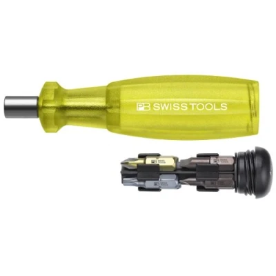 Image of PB Swiss Tools Slot/Cross/Torx Bit Holder Set Insider 6460 Magnetic Includes 8 x C6 1/4 Inch (6.35 mm) Precision Bits, 100% Made, Yellow