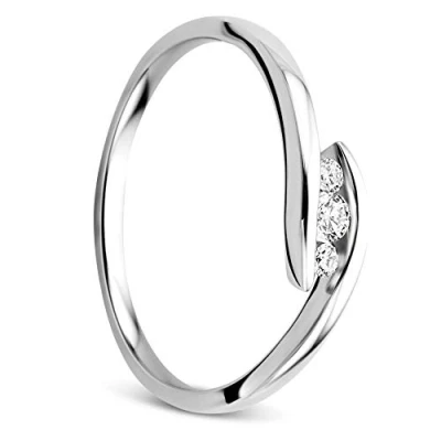 Image of Orovi Women&#039;s Ring White Gold 0.10 Carat Diamond Trilogy Engagement 9ct and Diamonds, Gold,